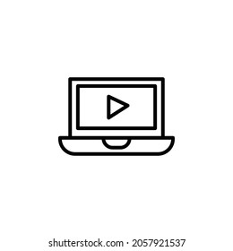 Portátil Con Vector De Icono De Contorno