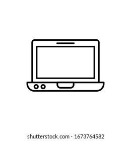 Portátil con ilustración vectorial de icono de contorno