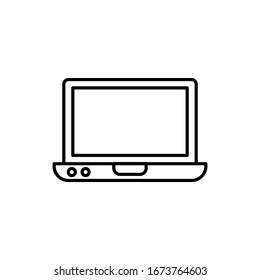 Laptop with outline icon vector illustration