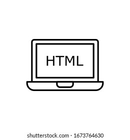 Laptop with outline icon vector illustration