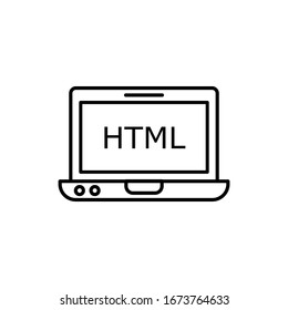 Laptop with outline icon vector illustration
