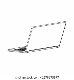 Laptop outline vector. Laptop drawing sketch.