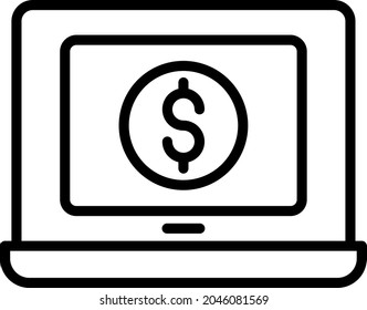 Laptop Outline Vector Icon Design
