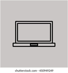 Laptop outline vector icon line illustration