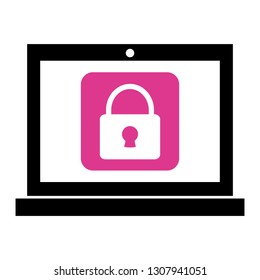 laptop with padlock app tech