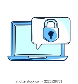 laptop padlock cybersecurity icon isolated