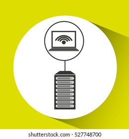 laptop padlock data center connection vector illustration eps 10