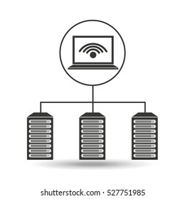 laptop padlock data center connection vector illustration eps 10