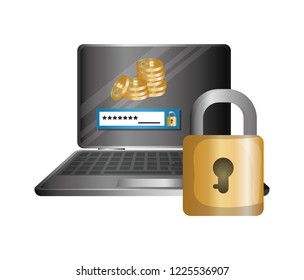laptop and padlock with ripple