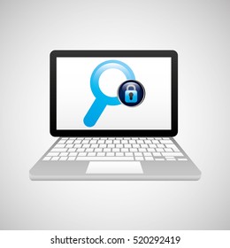 laptop padlock search data secure vector illustration eps 10