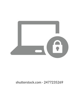 Laptop with padlock vector icon. Safe, secured and limited access.