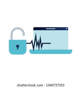 laptop with padlocked icon