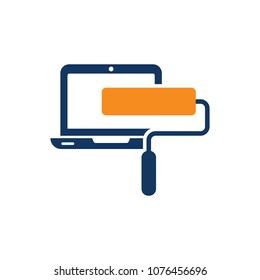 Laptop Paint Logo Icon Design
