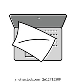 laptop paper document color icon vector. laptop paper document sign. isolated symbol illustration