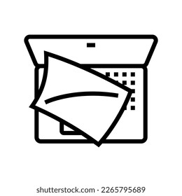 laptop paper document line icon vector. laptop paper document sign. isolated contour symbol black illustration
