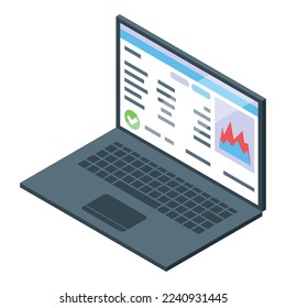 Laptop passport icon isometric vector. Vaccine travel. Pass control