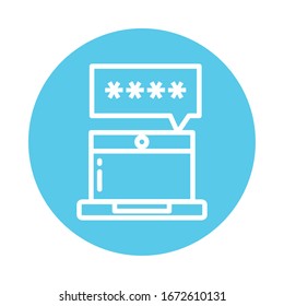 portátil con diseño de ilustración vectorial por icono de contraseña, bloque y estilo plano