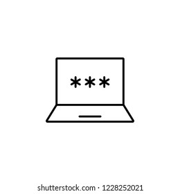 laptop password entrance symbol line black icon on white background