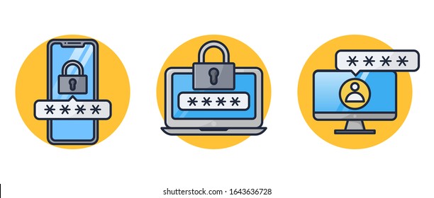 Ilustración del vector de icono de contraseña de portátil