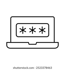 Laptop Password Line Editable Stroke Icons. Cyber Security Technology, Phishing, Hacking, Cyber Crime, Security, Trojan, Device Protection, Privacy Vector Illustration.