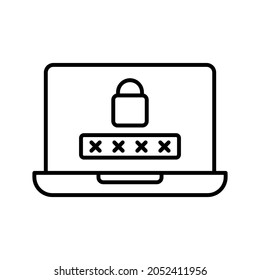 laptop password line icon vector design, editable stroke line icon