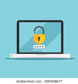 Laptop with password notification and lock 