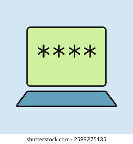 Laptop with password notification and lock vector icon. User authorization note symbol. Internet protection alert. Security sign. Graph symbol for your web site design, logo, app, UI