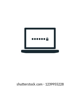 laptop password padlock security icon vector logo template