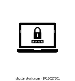 Laptop Password Protection Icon. Security Password Sign. Padlock Icon