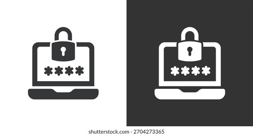 Contraseña del ordenador portátil Protectionicon. Icono de la serie de glifos sólidos