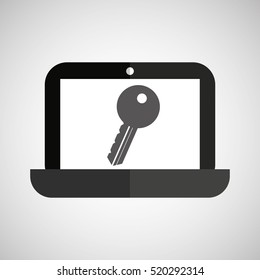 laptop password secure key icon vector illustration eps 10