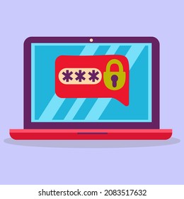 Laptop with password, Security concept. Access to personal information. A security password.