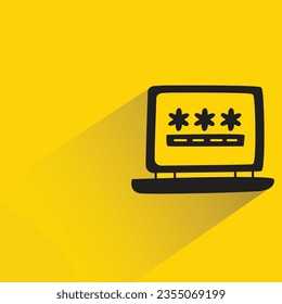 laptop password with shadow on yellow background