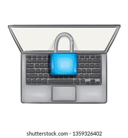 Laptop Password Vector Illustration. Technology Security.