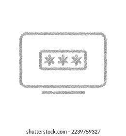 Laptop with password window sketch vector. Window with user authorization