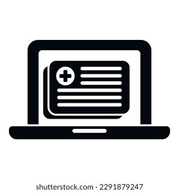 Laptop patient card icon simple vector. Record doctor. Computer electronic