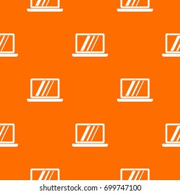 Laptop pattern repeat seamless in orange color for any design. Vector geometric illustration