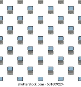 Laptop pattern seamless repeat in cartoon style vector illustration