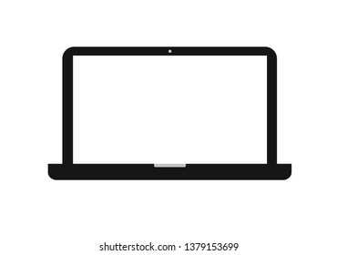 Laptop PC Computer. White black style. Icon.