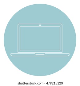 Laptop PC icon silhouette flat style isolated background, vector illustration