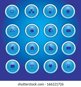 laptop and PC indication blue light buttons eps10
