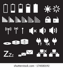 laptop and pc indication status white icons eps10