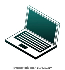 Laptop pc isometric blue lines