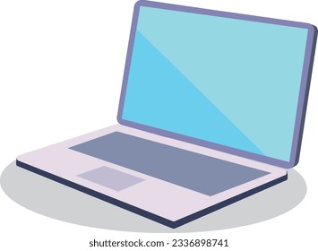 laptop pc isometric flat monochrome icon illustration, vector
