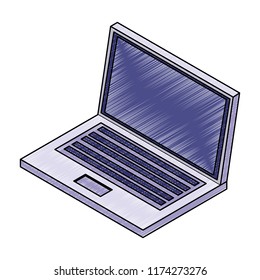 Laptop pc isometric scribble