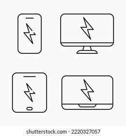 Laptop PC Smartphone Tablet Ladeleitung Symbol Vektorgrafik