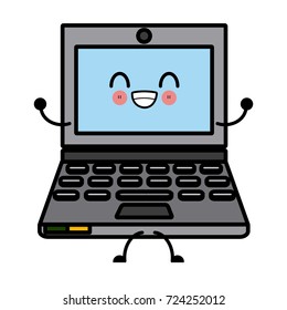 Laptop Pc Technology Cute Kawaii Cartoon Stock Vector (Royalty Free ...