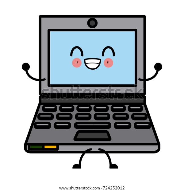 Laptop Pc Technology Cute Kawaii Cartoon Stock Vector (Royalty Free ...