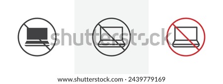 Laptop and PC Usage Prohibition. Electronic Device Ban. No Laptop Access Sign