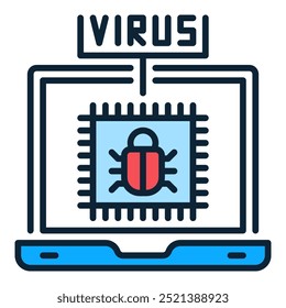 Laptop with PC Viruses vector concept colored icon or sign